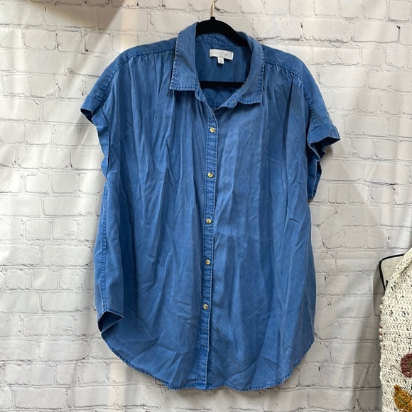 New Directions soft button up blue 2x top - Picture 1 of 5